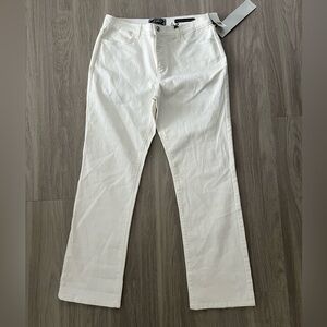 NYDJ Petite 12P Cream Straight Leg Jeans Tummy Tuck Lift & Tuck NWT White Denim